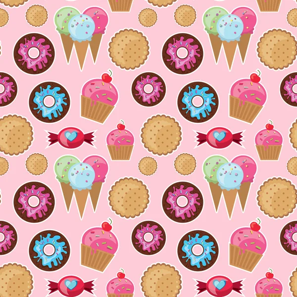 Cool seamless pattern sweets. — Stock Vector