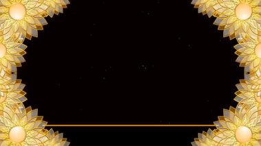 Siyah arkaplanda sarı çiçek çerçevesi