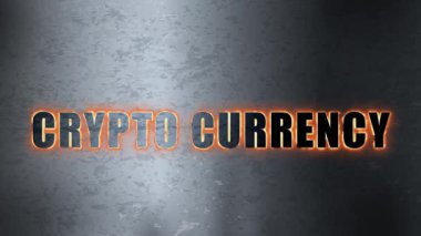 Metal plaka arka planında şifreli para birimi metin canlandırması