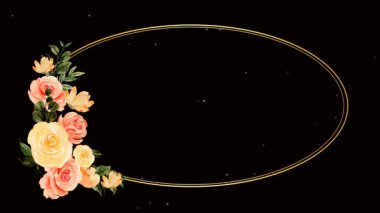 Siyah arkaplanda grunge çiçek çerçevesi var.