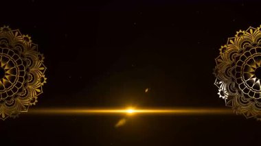 Boş metin logosu için ışık efektli altın mandala canlandırması