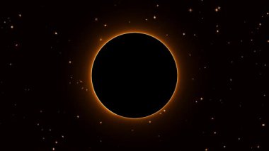 Siyah çemberin arkasında bir yıldız ışığı serpintisi