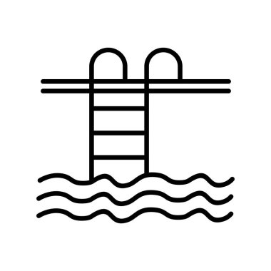 Yüzme Havuzu Dış Hattı Vektör Simgesi Tasarımı