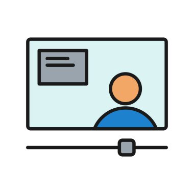 E-Öğrenme Satırı Doldurulmuş Vektör Simgesi Tasarımı