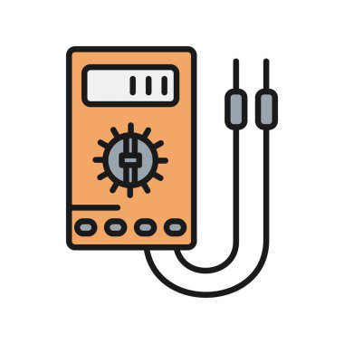  Voltmetre Satırı Dolu Vektör Simgesi Tasarımı
