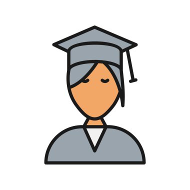 Kadın Öğrenci Satırı Vektör Simgesi Tasarımı