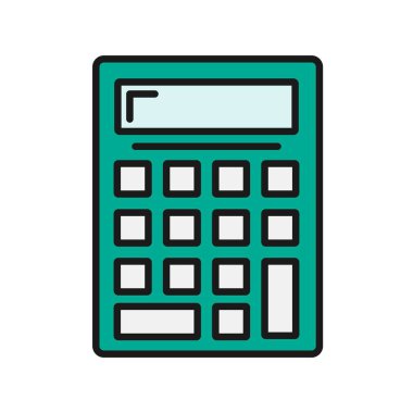 Hesap Makinesi Satırı Dolu Vektör Simgesi Tasarımı