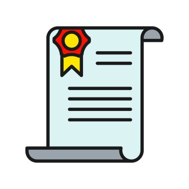  Sertifika Satırı Doldurulmuş Vektör Simgesi Tasarımı