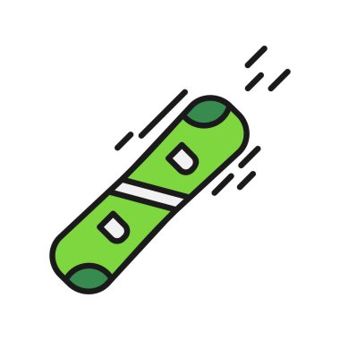 Snowboard Çizgisi Dolu Vektör Simgesi Tasarımı