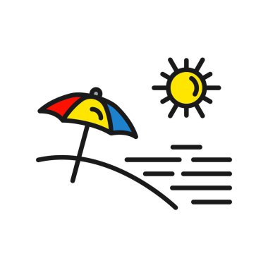  Plaj Satırı Dolu Vektör Simgesi Tasarımı