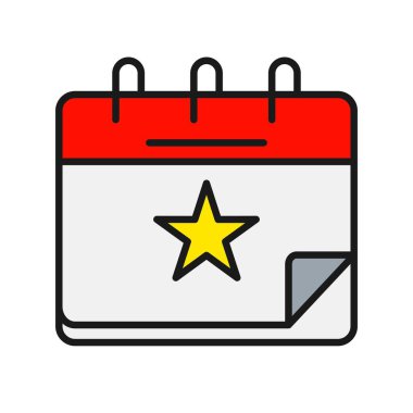 Takvim Satırı Doldurulmuş Vektör Simgesi Tasarımı