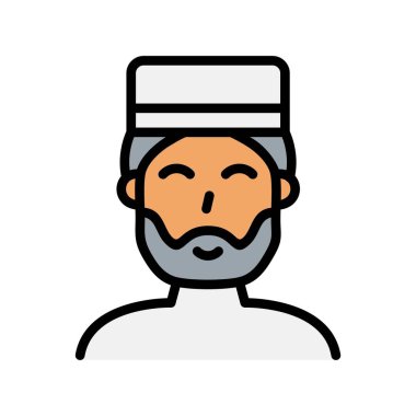  Müslüman Adam Satırı Vektör Simgesi Tasarımı Doldurdu