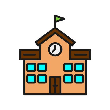 Okul Satırı Doldurulmuş Vektör Simgesi Tasarımı