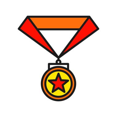 Madalya Satırı Doldurulmuş Vektör Simgesi Tasarımı