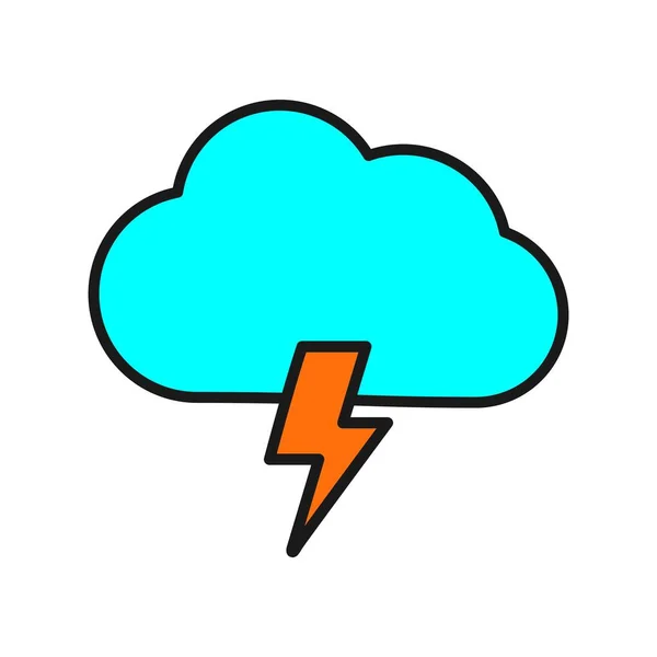 Nube Rayos Esquema Vector Icono Desig — Archivo Imágenes Vectoriales