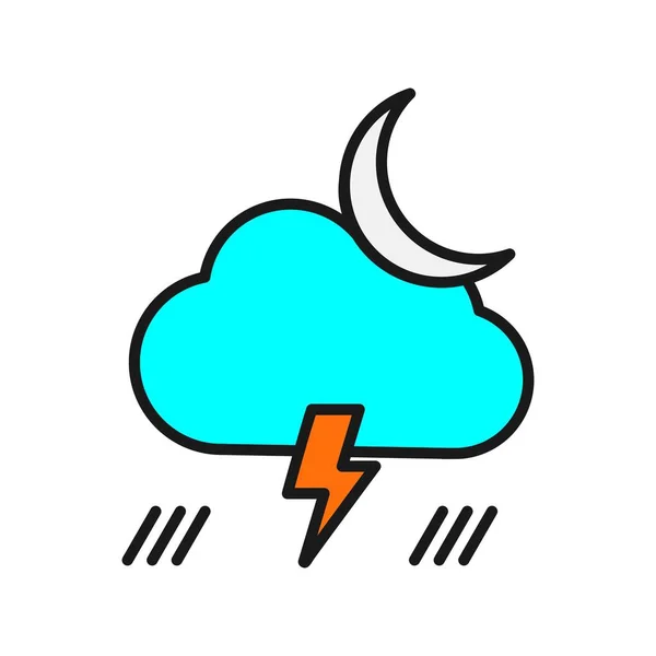Night Lightning Outline Vector Icon Desig — Stock Vector