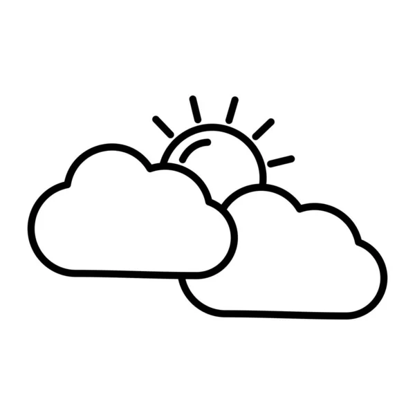 雲と太陽の輪郭ベクトルアイコンデザイン — ストックベクタ