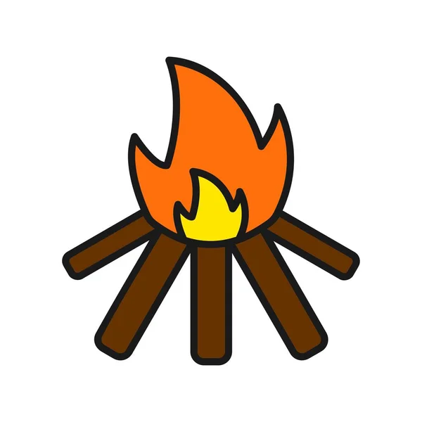 Bonfire Line Filled Vector Icon Desig — Stock Vector