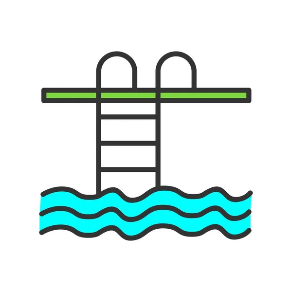 Swimming Pool Line Gefüllt Vector Icon Desig — Stockvektor