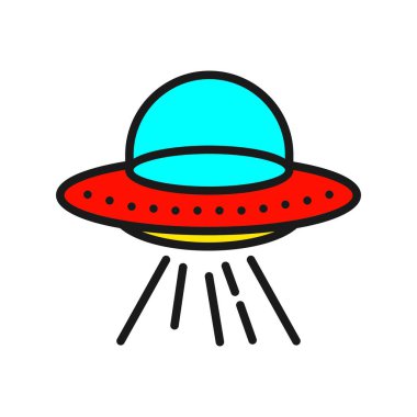 Ufo Satırı Dolu Vektör Simgesi Tasarımı