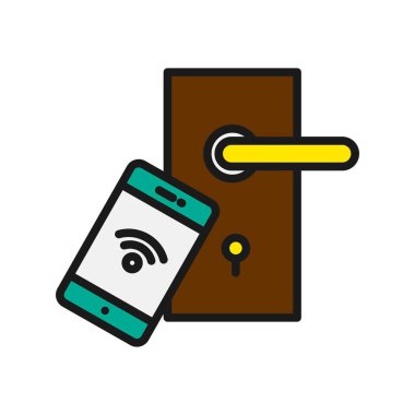 Kilit Satırı Dolu Vektör Simgesi Tasarımı