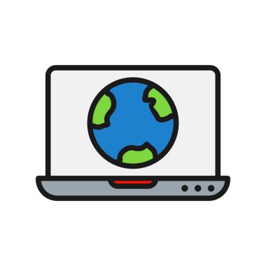 Laptop Satırı Doldurulmuş Vektör Simgesi Tasarımı