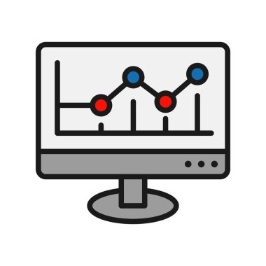  İstatistikler Satırı Doldurulmuş Vektör Simgesi Tasarımı