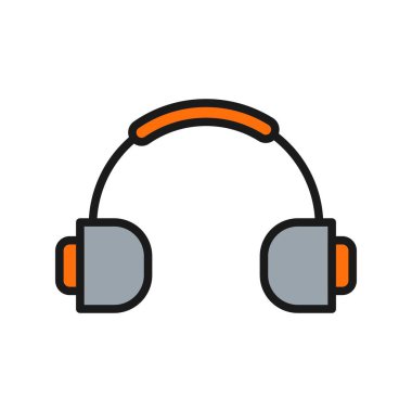  Kulaklık Satırı Doldurulmuş Vektör Simgesi Tasarımı