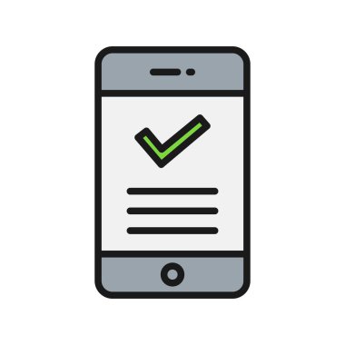 Tik Satırı Dolu Vektör Simgesi Tasarımı