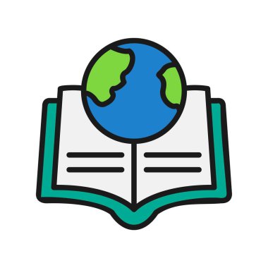 Kitap Satırı Doldurulmuş Vektör Simgesi Tasarımı