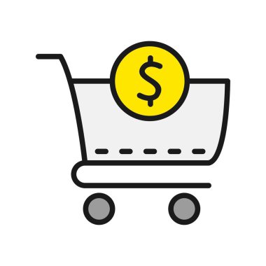  Alışveriş Hattı Dolu Vektör Simgesi Tasarımı