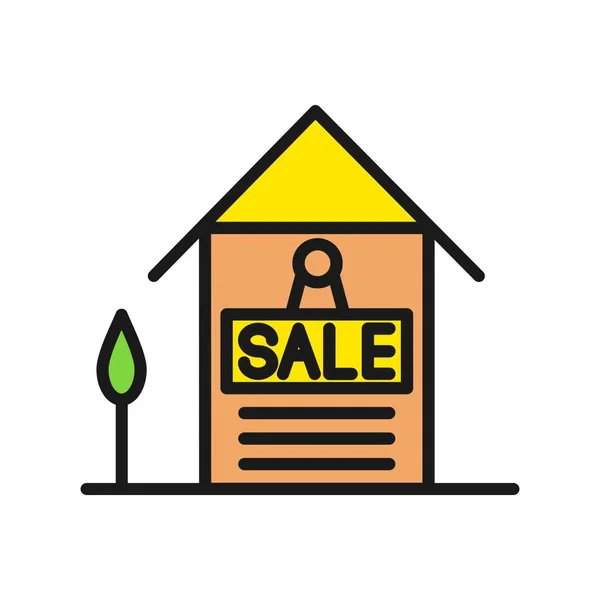 Home Sale Line Full Vector Icon Desig — Stockový vektor