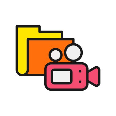 Kamera Dizini Dolu Vektör Simgesi Tasarımı