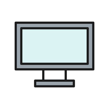 Monitör Satırı Dolu Vektör Simgesi Tasarımı