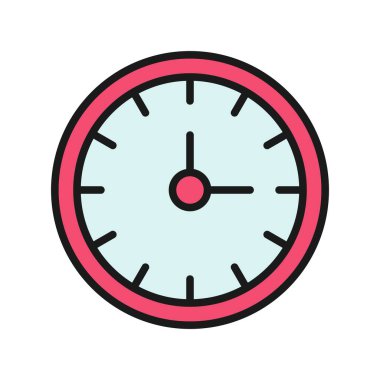 Saat Satırı Dolu Vektör Simgesi Tasarımı