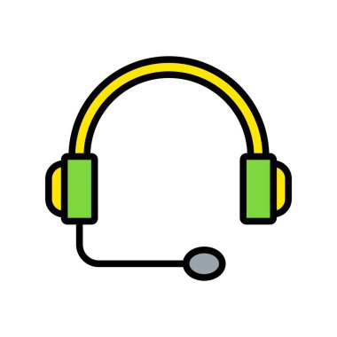 Kulaklık Satırı Doldurulmuş Vektör Simgesi Tasarımı