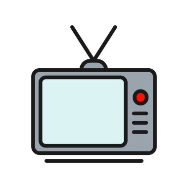  Televizyon Satırı Dolu Vektör Simgesi Tasarımı