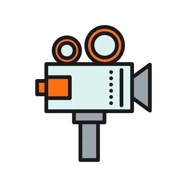 Videokamera Linje Fylld Vektor Ikon Desig — Stock vektor