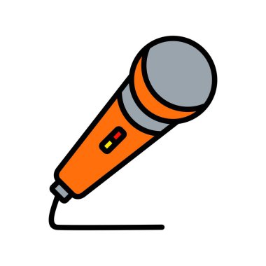 Mikrofon Satırı Doldurulmuş Vektör Simgesi Tasarımı