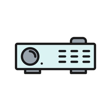 Projektör Satırı Doldurulmuş Vektör Simgesi Tasarımı