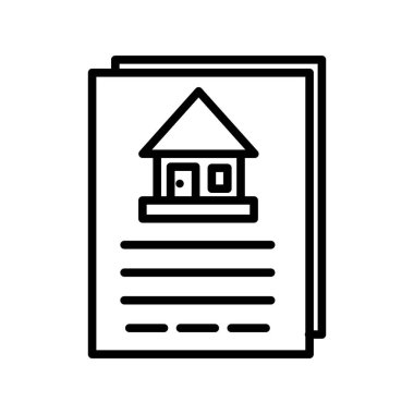 Ev Belgesi Ana Hattı Vektör Simgesi Tasarımı
