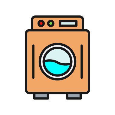 Çamaşır Makinesi Satırı Vektör Simgesi Tasarımı