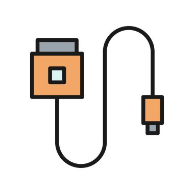 Veri Kablo Satırı Doldurulmuş Vektör Simgesi Tasarımı