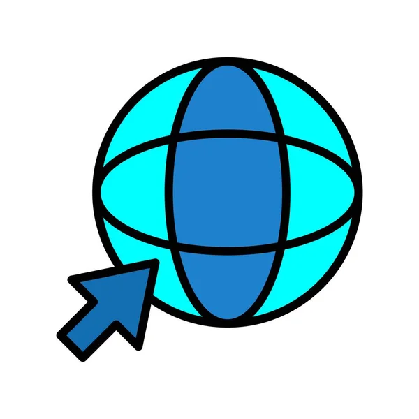 Návrh Vektorové Ikony Vyplněné Online Globem — Stockový vektor