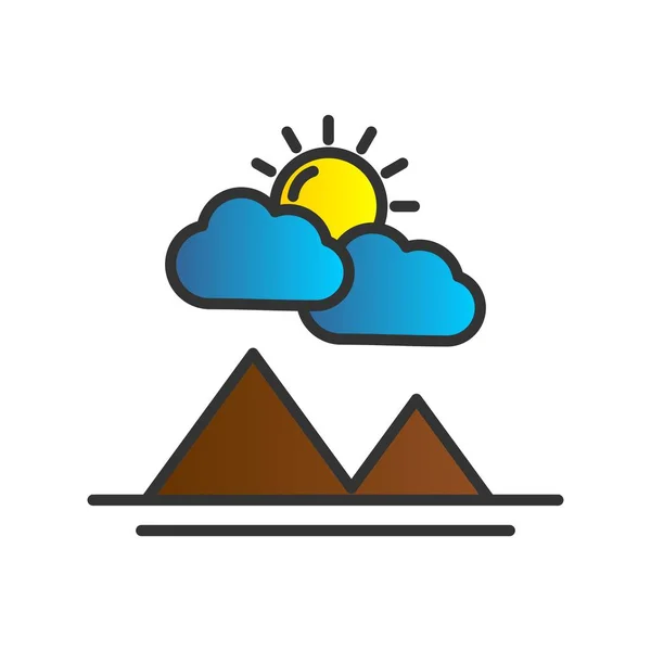 雲の太陽光充填グラデーションベクトルアイコンデザイン — ストックベクタ