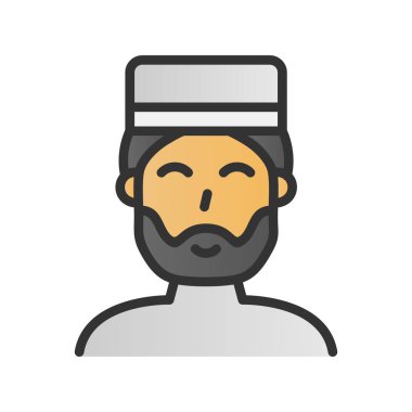  Müslüman Adam Gradyan Vektör Simgesi Tasarımı Doldurdu