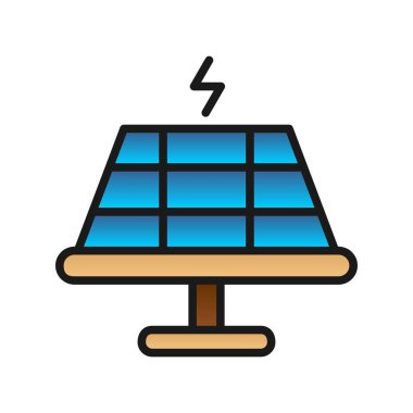 Güneş Hücresi Dolu Gradyan Vektör Simgesi Tasarımı