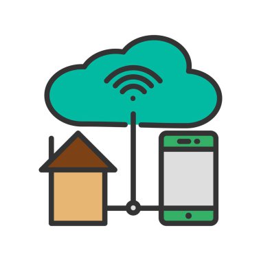 Bulut Doldurulmuş Gradyan Vektör Simgesi Tasarımı