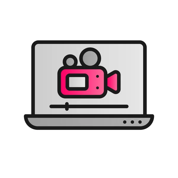 Videobearbeitung Gefülltes Gradienten Vektor Symbol Desig — Stockvektor