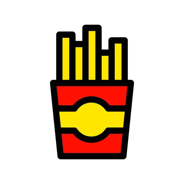 Fries Chips Lijn Gevulde Vector Icon Desig — Stockvector
